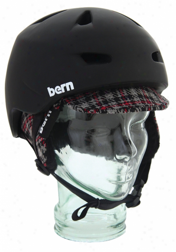 Bern Brentwoox Snowboard Helmet Matte Black/plaid Visor Knit