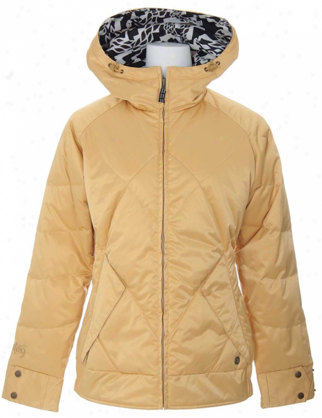 Burton Bliss Down Reversible Snowboard Jacket Gold Black Labrynth