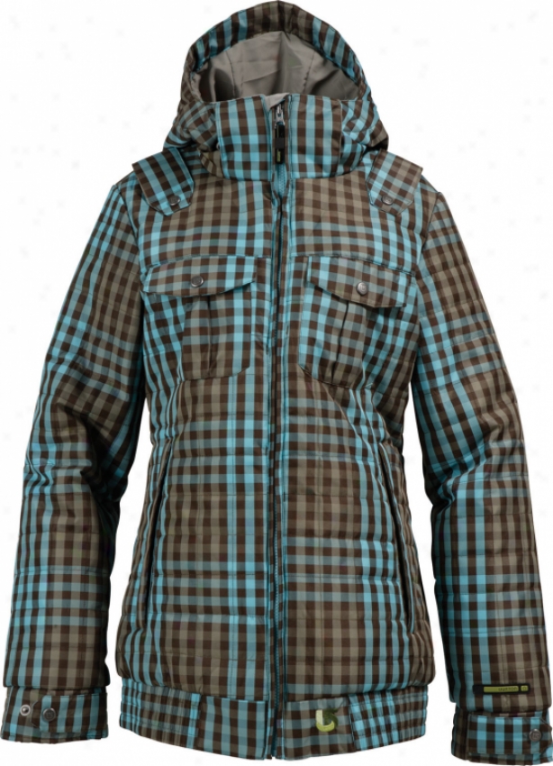 Burton Bliss Down Snowboard Jacket Gmp Curacao Ye Plaid Meidum