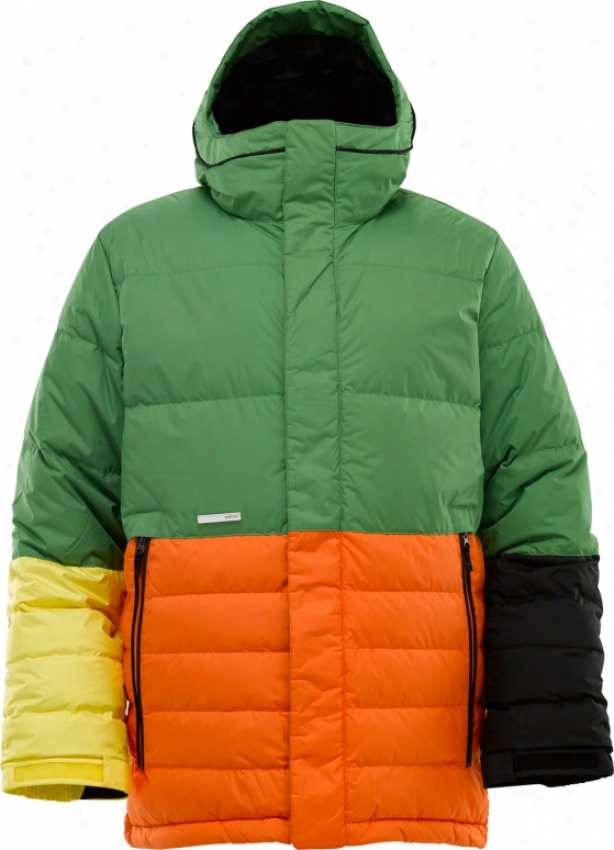 Burton Cushing Down Snowboard Jacket Astro Turf Colorblock