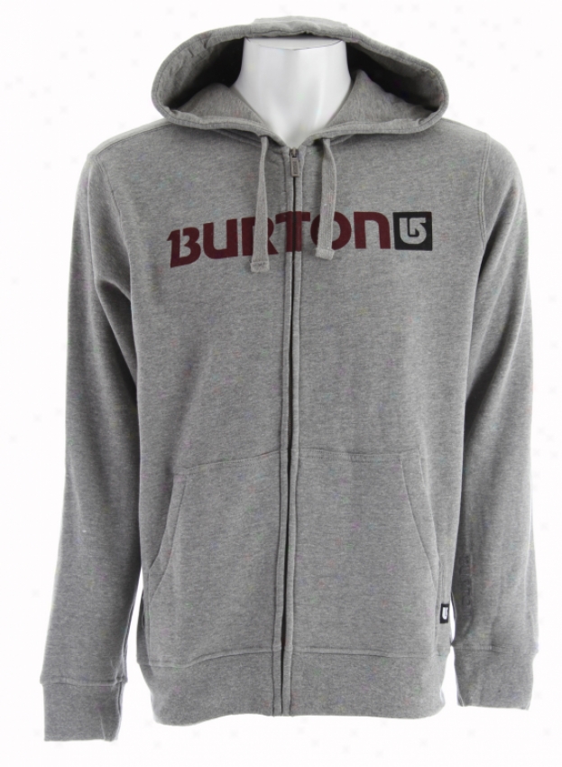 Burton Logo Horizontal Fullzip Hoodie Heather Grey