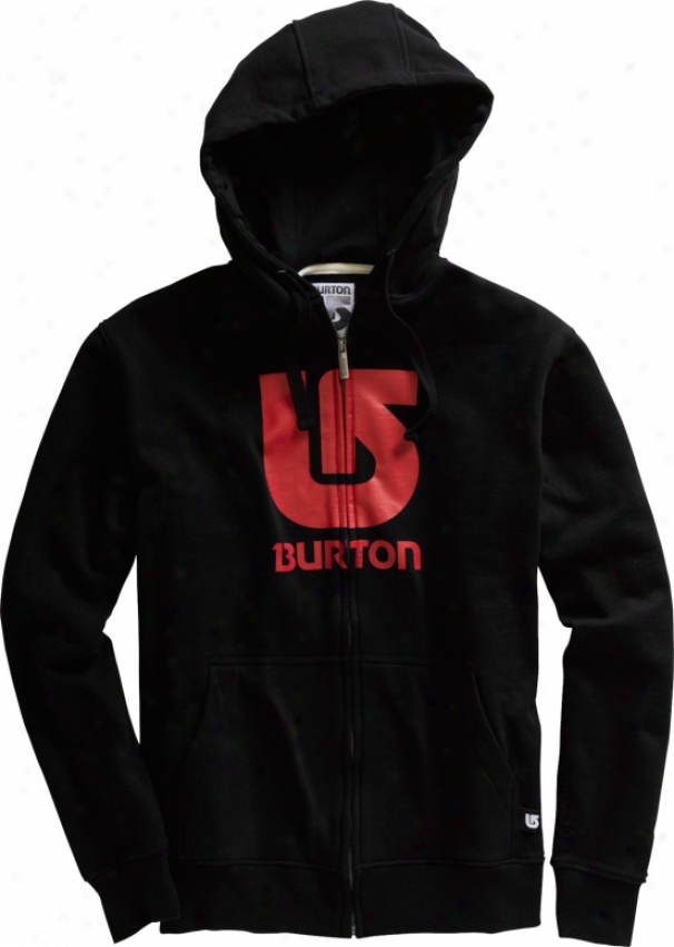 Burton Logo Vertical Fullzip Hoodie Trrue Black