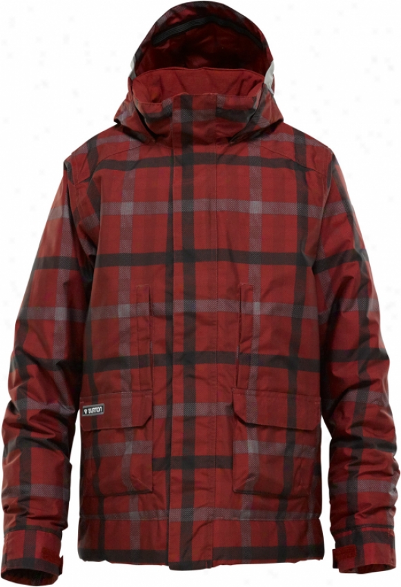 Burton Twc Bit O Heaven Snowboard Jacket Biking Red Texture Plaid