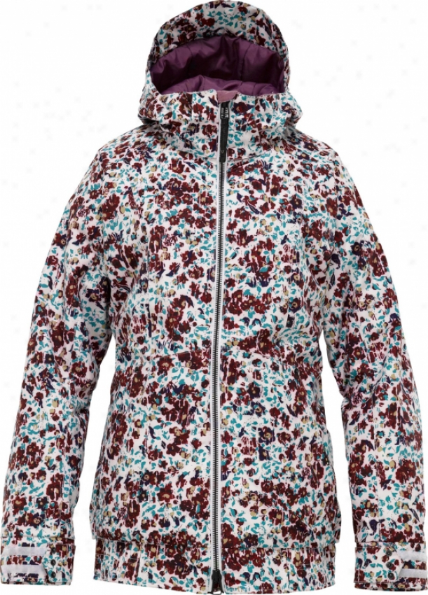 Burton Twc Hot Tottie Snowboard Jacket Bright White Floral Melt Print