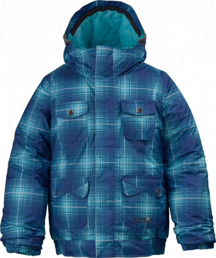 Burton Twist Bomber Snowboard Jacket Robins Egg Blur Plaid Print