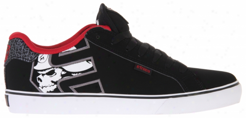 Etnies Metal Mulisha Fader Vulc Skate Shoes Black/white/red