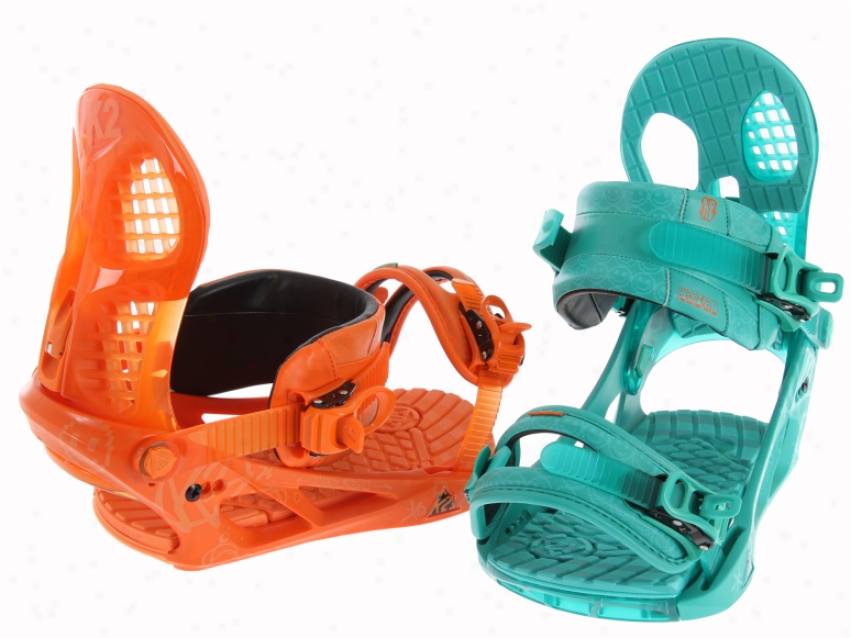 K2 Hurrithane Snowboard Bindings Orange Teal