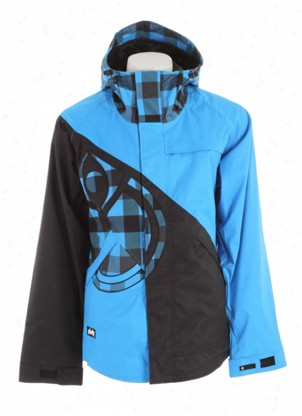 Nomis Diagonal Lyre Snowboard Jacket Bright Blue/black/bright Pedantic  Box Plaid