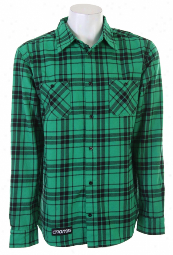 Nomis Double Team Flannel Button Down Shirt Emerald Green Plaid