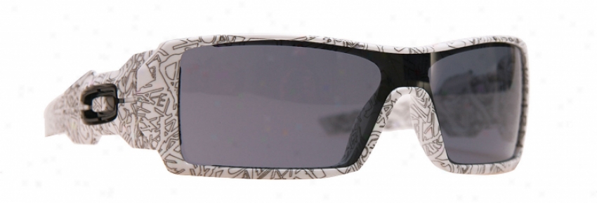 Oakley Oil Rig Sunglasses White Text/grey Lens