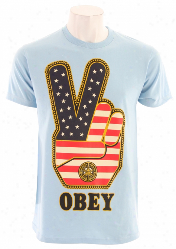 Obey Peace Fingers Usa T-shirt Light Blue