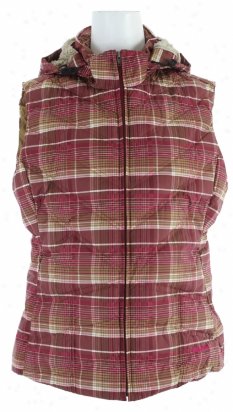 Patagonia Down With It Vest Headlands Plaid Magenta