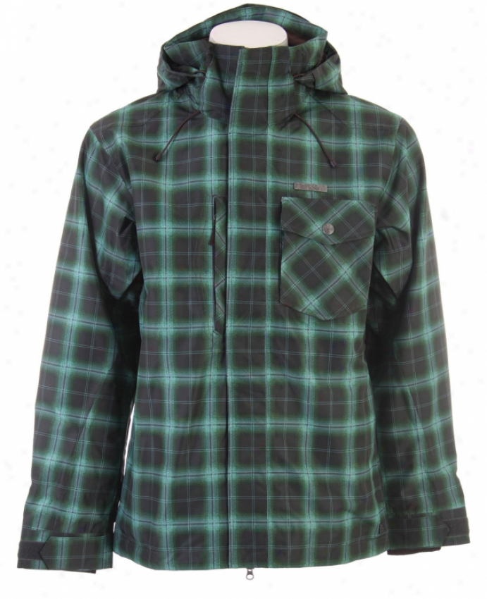 Planey Earth Chetco Shell Snowboard Jacket Swamp Green/aqua