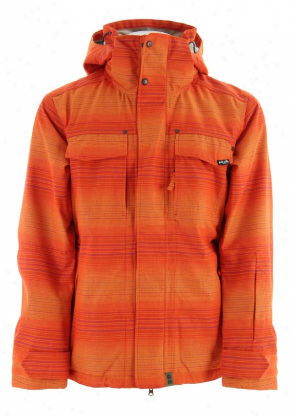 Planet Earth Faded Flannel Insulated Snowboard Jacket Sunset Orange