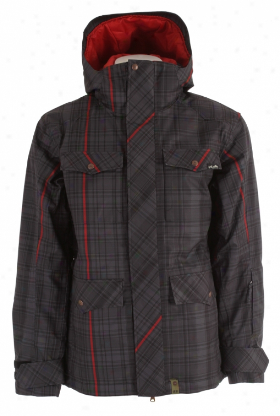 Planet Earth Jake Insulated Snowboard Jacket Black Plaid