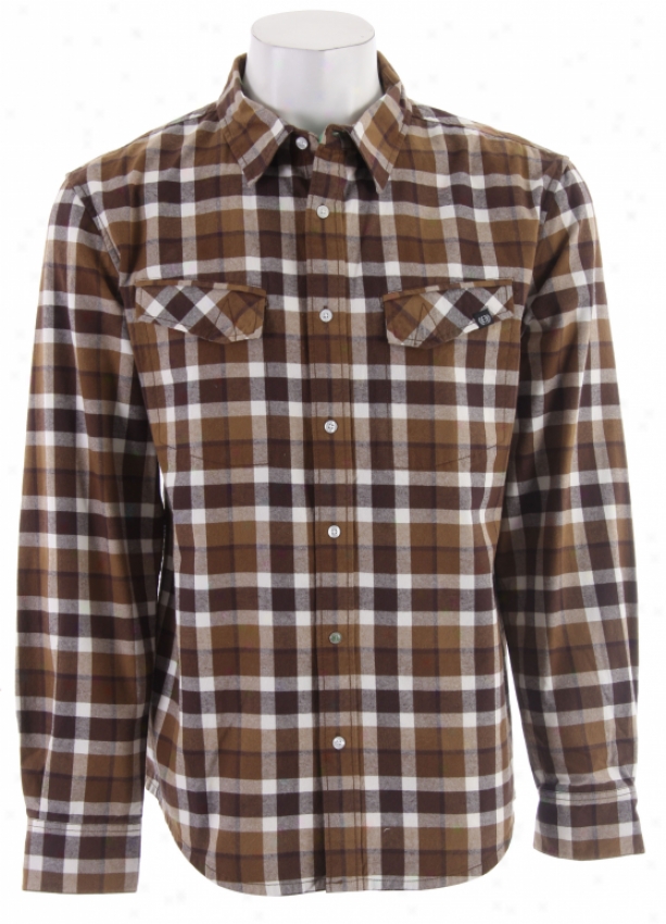 Planet Earth Linier Flannel Shirt Brown