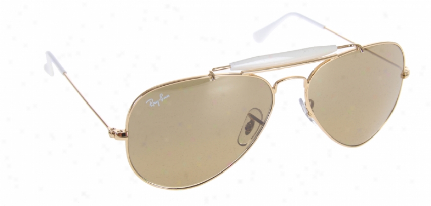 Rayban Outdoorsman Iu Rainbow Sunglasses Gold/brn Mirror Sil Fade Lens