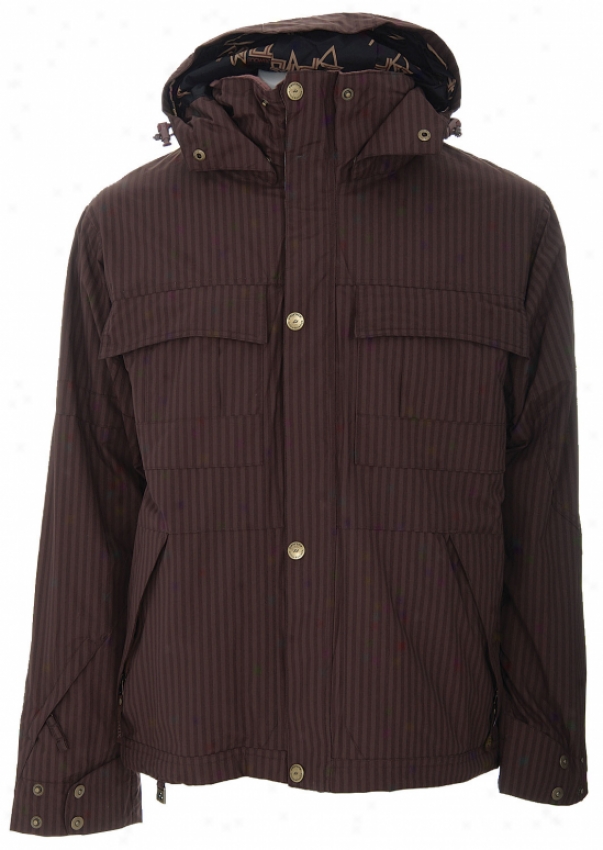 Ride Ashland 3 In 1 Snowboard Jacket Brown Stripe