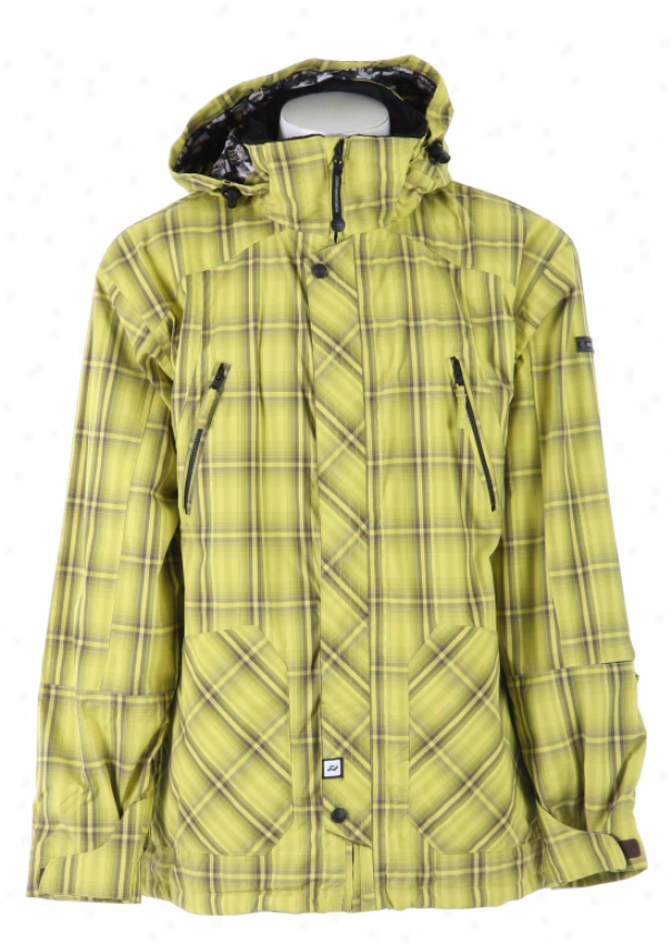 Ride Sodo Insulated Snowboard Jacket Waylon Plaid Pale Gold