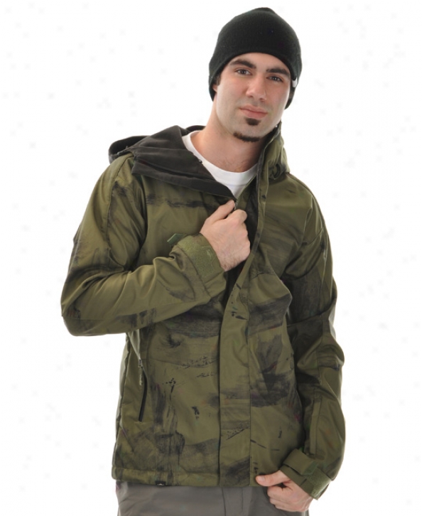 Rome Taipan Snowboard Softshell Jacket Drab Drit Print