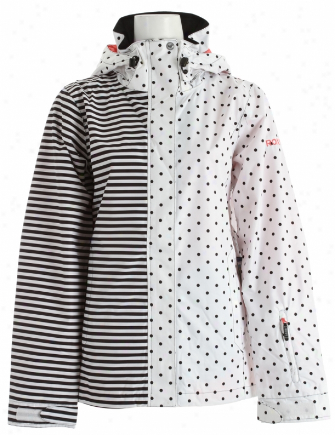 Roxy Jet Shell Snowboard Jacket Black/white Stripes &amp; Dots