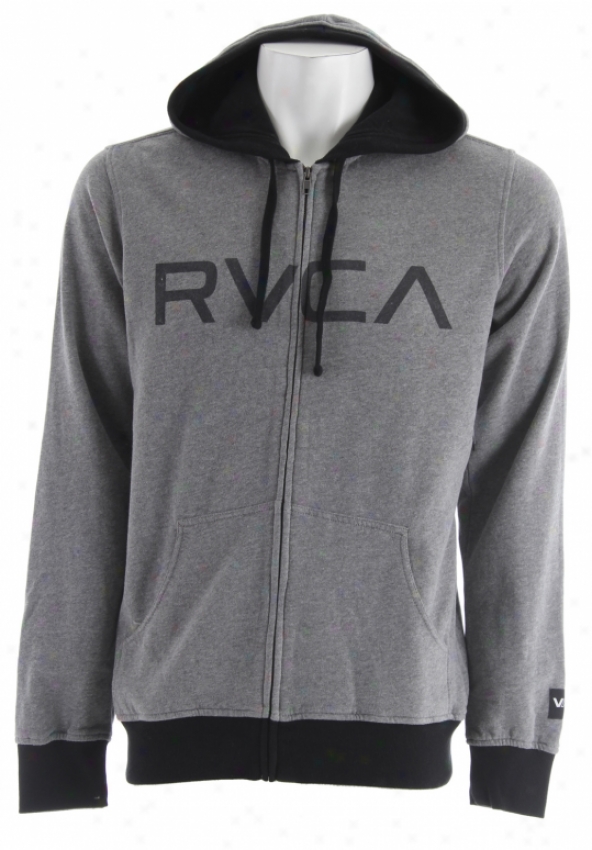 Rvca Contrast Zip Hoodie Grey Noise