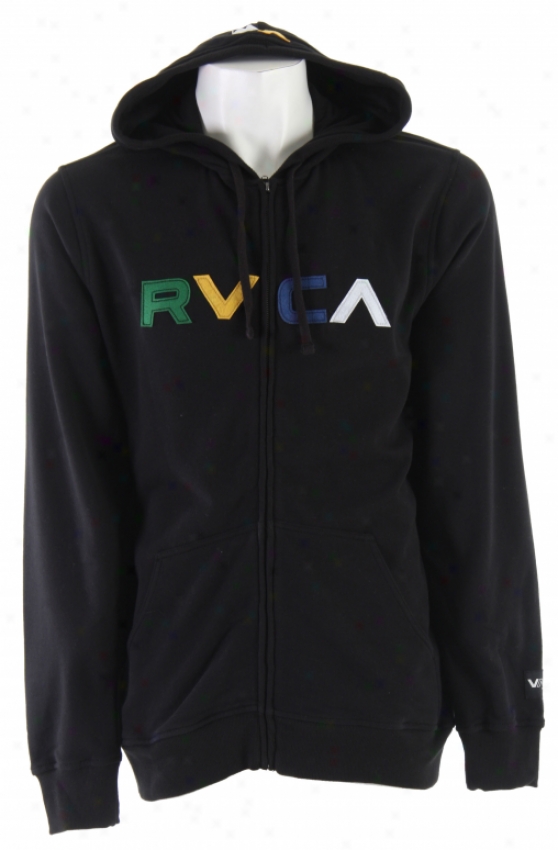 Rvca Logo Zip Hoodie Murky