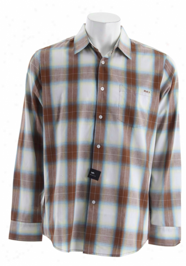 Rvca Woody Plaid L/s Shirt Brown Sugar