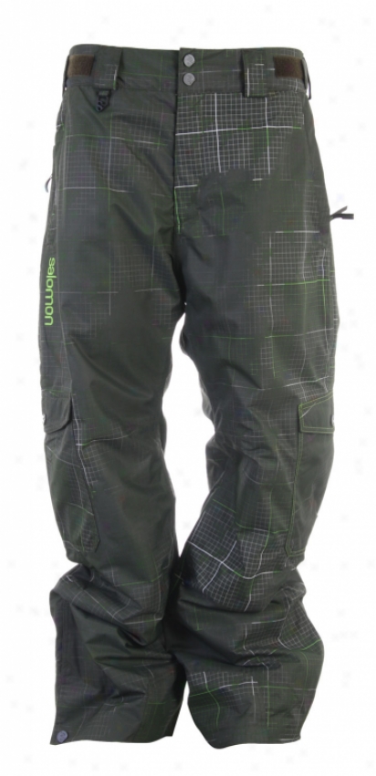 Salomon Gangster Snowboard Pants Dark Swamp-x/wht/neo Grn