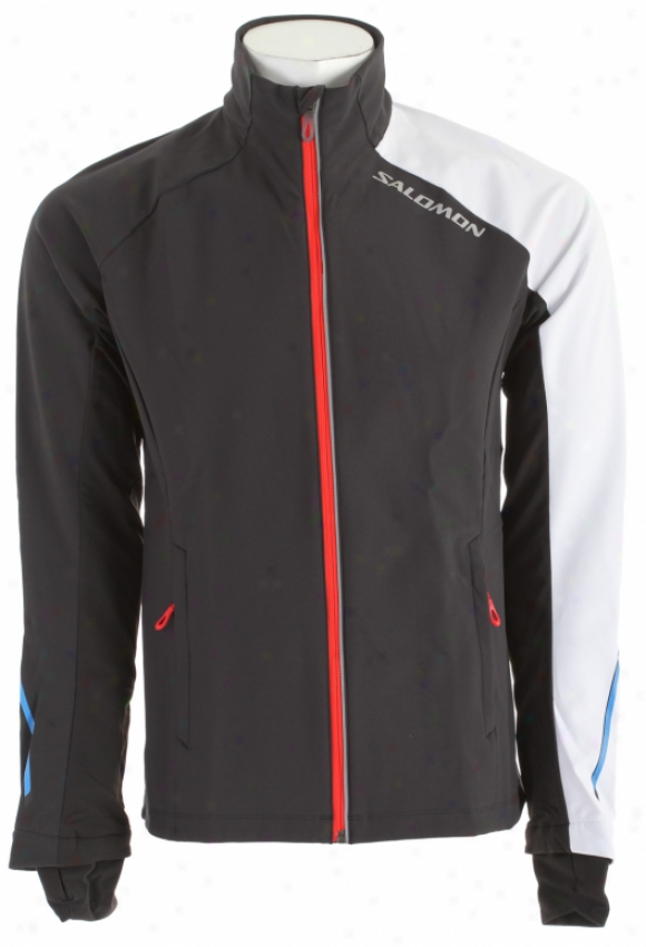 Salomon Momentum Ii Softshell Cross Country Ski Jacket Black/whiite/black