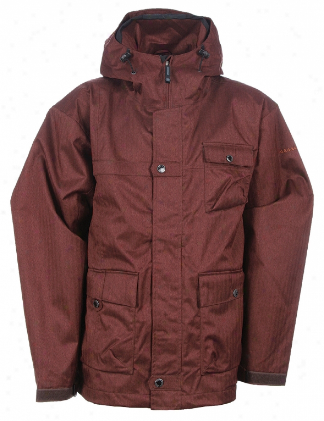 Sessions Shamrock Herringbone Snowboard Jacket Brown Herringbone