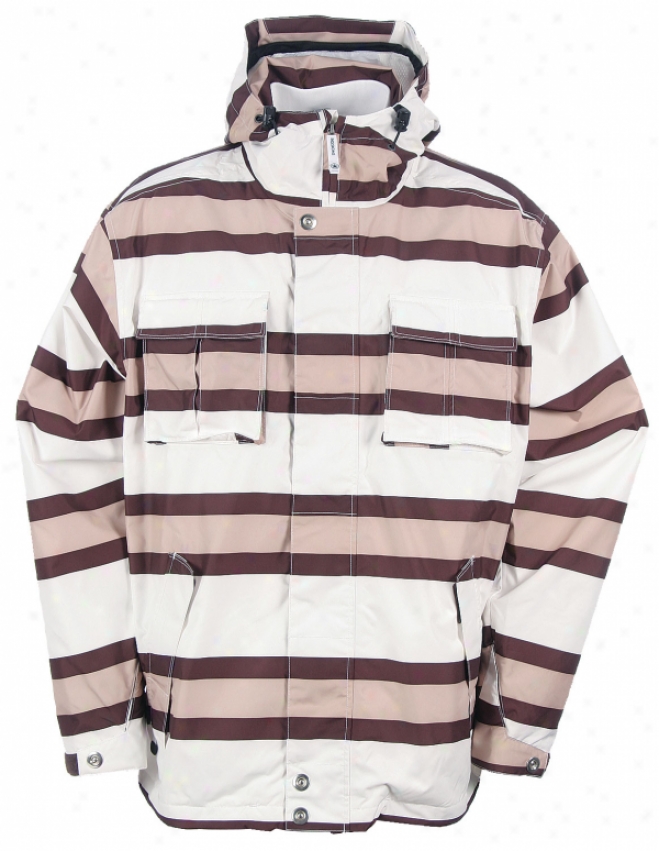 Sesdions Winker Stripe Snowboard Jacket White/khaki Stripe