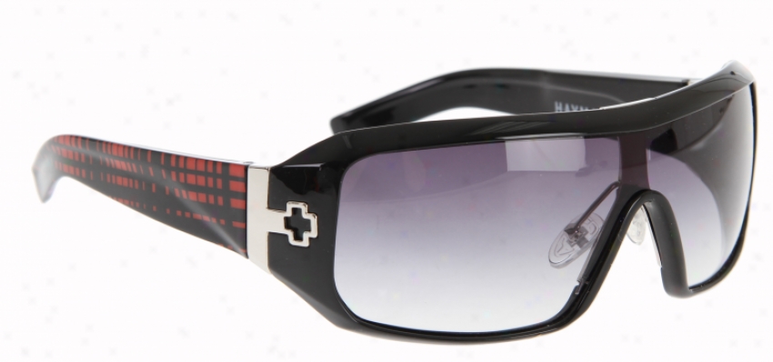 Scout Haymaker Sunglasses Black/red Plaid/black Fade Lens