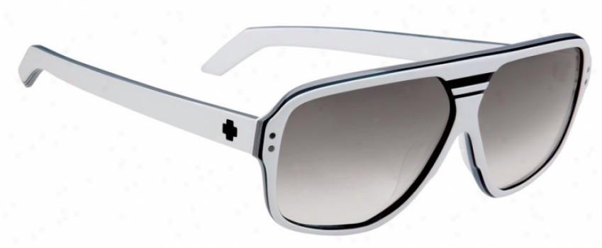 Spy Hiball Sunglasses White W/ Black Stripes/black Fade Lens