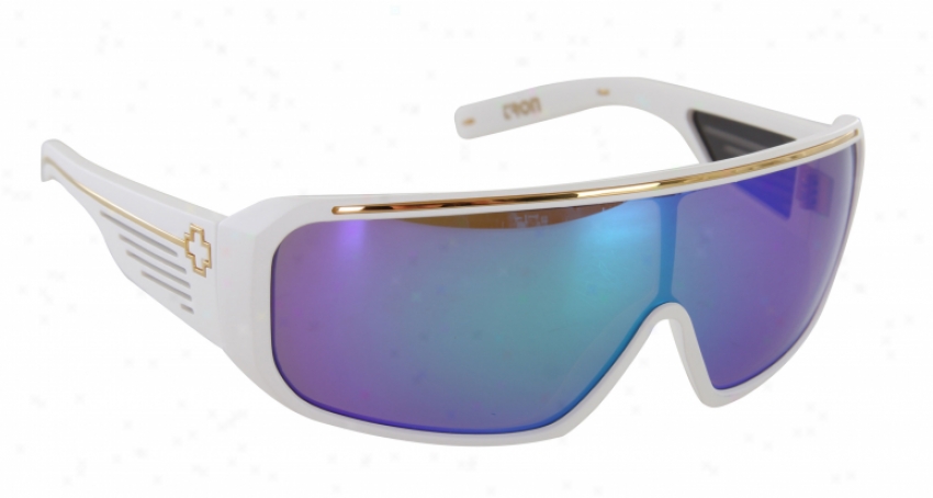 Spy Tron Sunglasses Matte White Grey W/ Multi Layer Green Lens