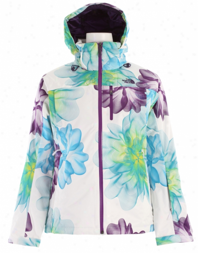 The North Face Snow Cougar Print Ski Jacket Tnf White Flower Burst Print