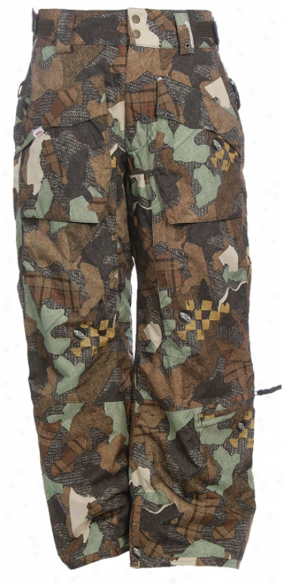 Vans Grujt Varied Insulated Snowboard Pants Guinness Brown Patchwork