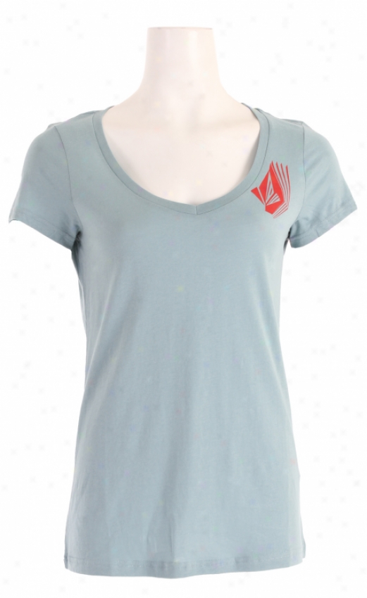 Volcom Ditto Grave~ Slim Scoop V T-shirt Hazy Blue