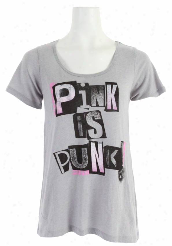 Volcom Pink Is Punk Boyfriend T-shirt Heather Grey
