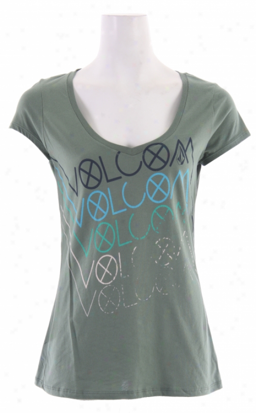 Volcom Spray And Repeat Organic Scoop V T-shirt Myrtle Green