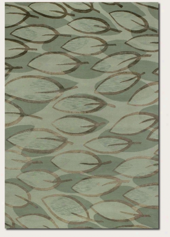 10' X 14' Area Rug Brown Leaf Pattern In Sage Color