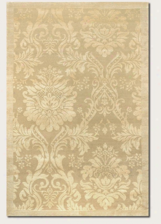 10' X 14' Area Rug Damask Pattern In Gold And Ivory Color