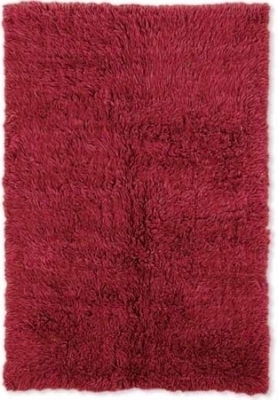 10' X 14' Flokati Area Rug - 100% Wool Red Color