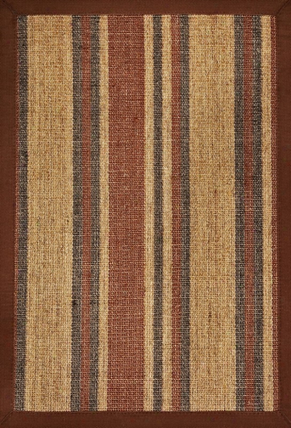 10' X 14' Sisal Area Rug Wjth World Tone Stripes Brown Border