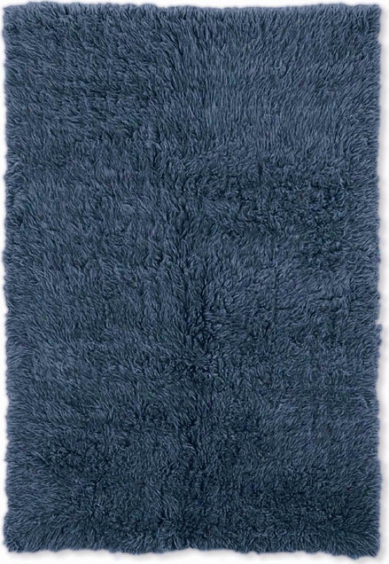10' X 16' Hand Woven Flokati Rug In Denim Blue Color