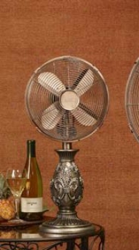 10&quot Deco Buffet Fan With Floral Resin In Bronze Finish