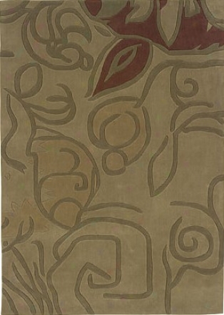 1'10&quot X 2'10&quot Area Rug Abstract Flower In Beige And Olive