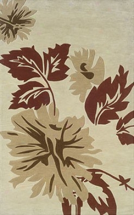 1'10&quot X 2'10&quot Area Rug Autumn Leaves In Cream And Beige