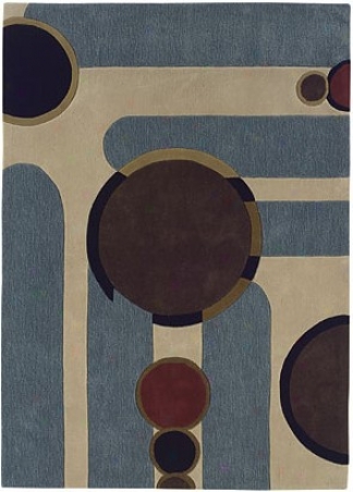 1'10&quot X 2'10&quot Area Rug Circles Pattsrn In Beige And Blue