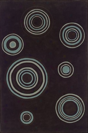 1'10&quot X 2'10&quot Area Rug Circles Pattern In Cjocoalte And Spa Blue